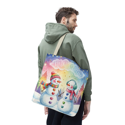 Whimsical Snowman Tote Bag - Kindness Ripples Design