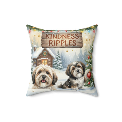 Tibetan Terriers Christmas Pillow – Holiday Tree & Gifts Decorative Throw Pillow