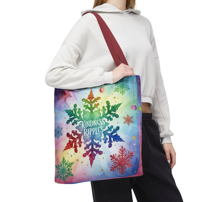 Kindness Ripples Winter Snowflake Tote Bag Colorful Kindness
