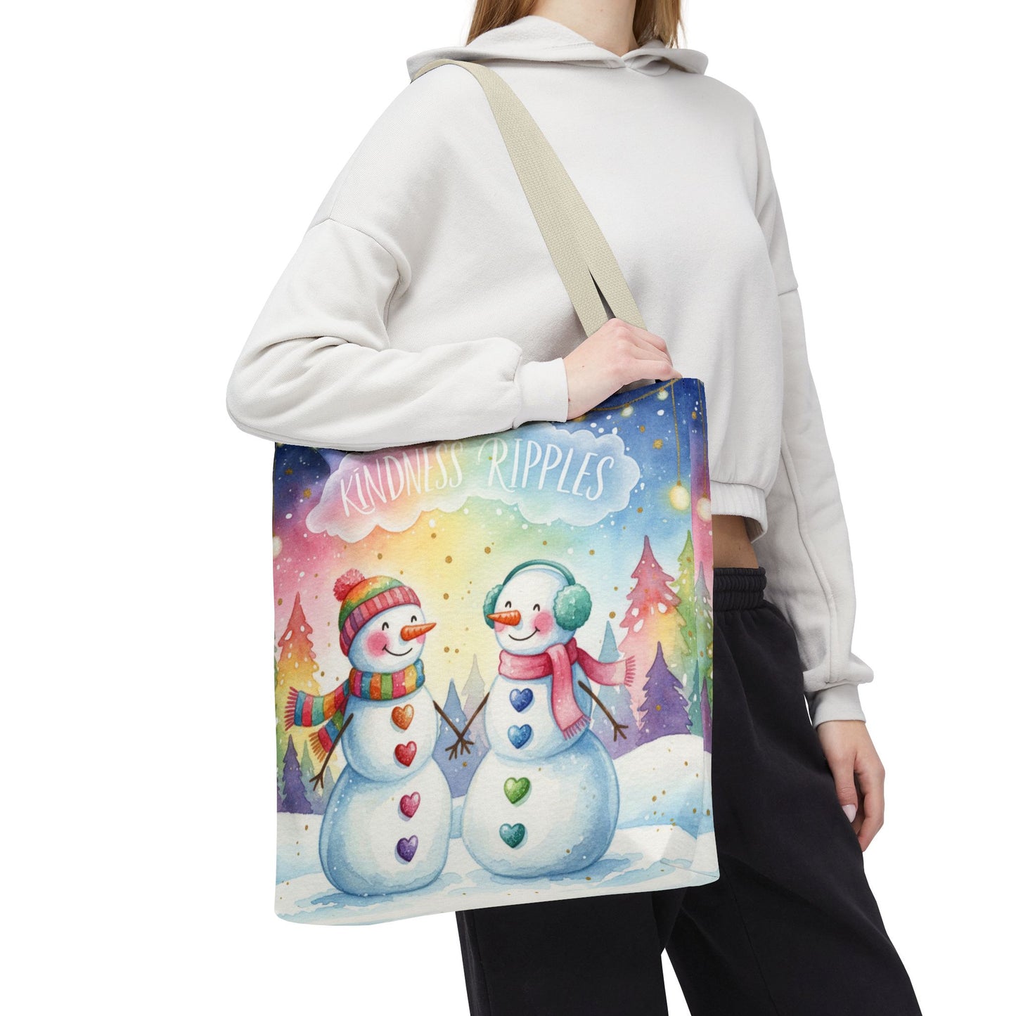 Whimsical Snowman Tote Bag - Kindness Ripples Design