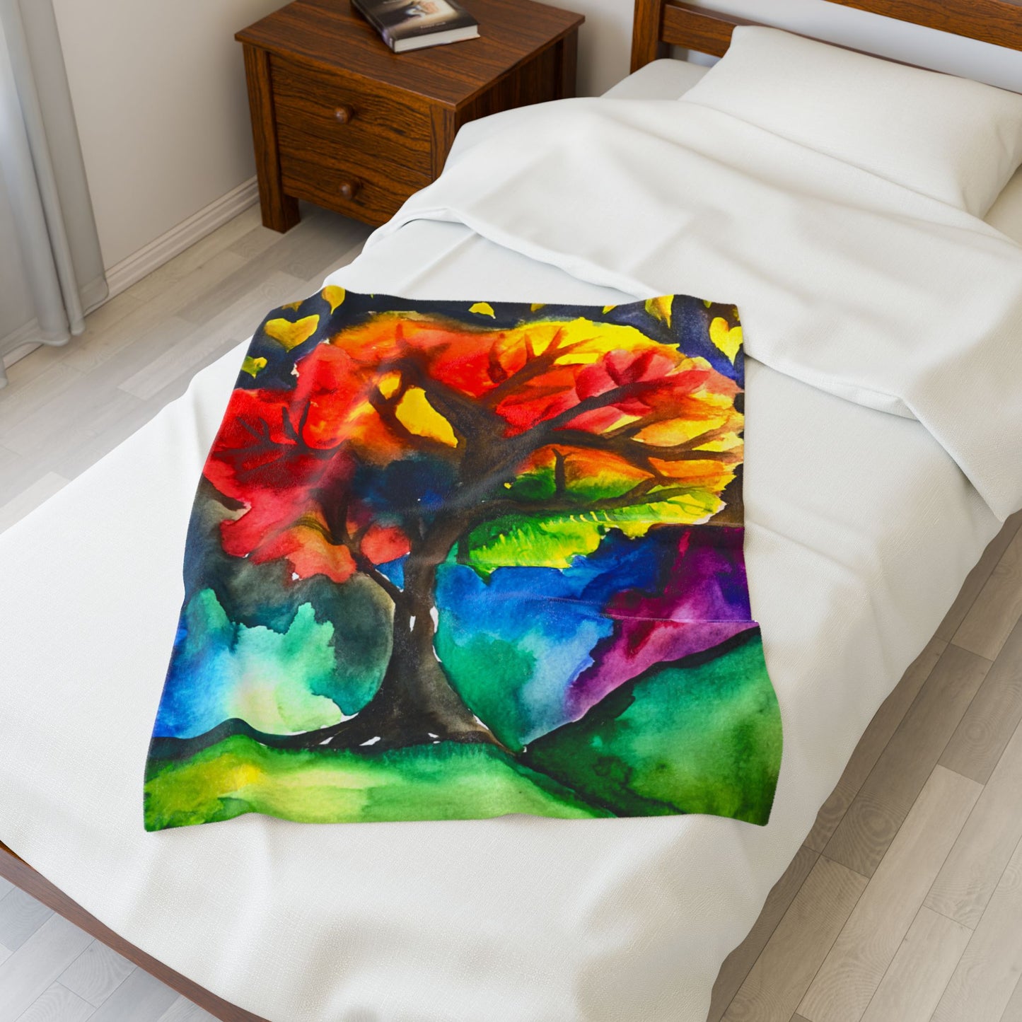 The "Tree of Hope" Velveteen Plush Blanket - Cozy Throw for Fall, Home Decor, Warm Gift, Snuggle Time, Autumn Festival