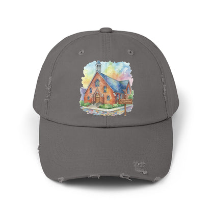 Distressed Cap with Watercolor Church Illustration -- Pays Homage to the Amazing St. William Community