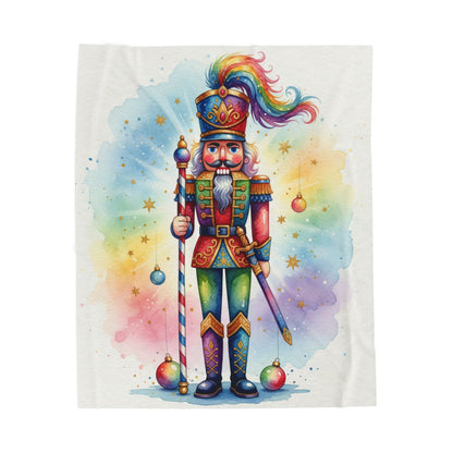 Nutcracker Velveteen Plush Blanket – Cozy Holiday Decor