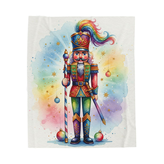 Nutcracker Velveteen Plush Blanket – Cozy Holiday Decor