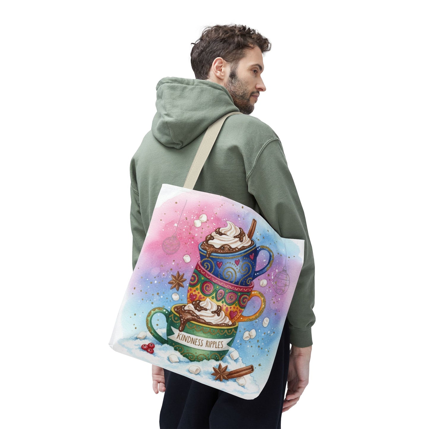 Colorful Hot Cocoa Tote Bag – Festive Winter Vibes