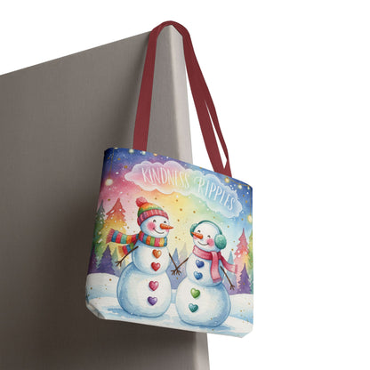 Whimsical Snowman Tote Bag - Kindness Ripples Design