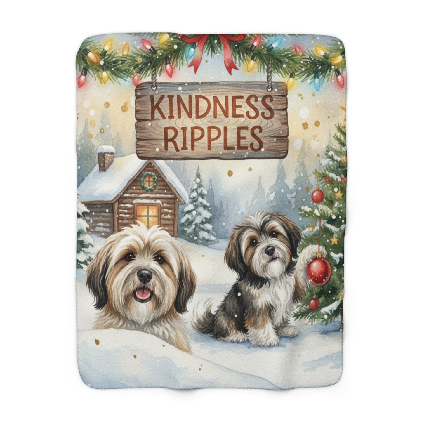 Tibetan Terriers. Oh so cute! Sherpa Blanket — 'Kindness Ripples' Holiday Throw