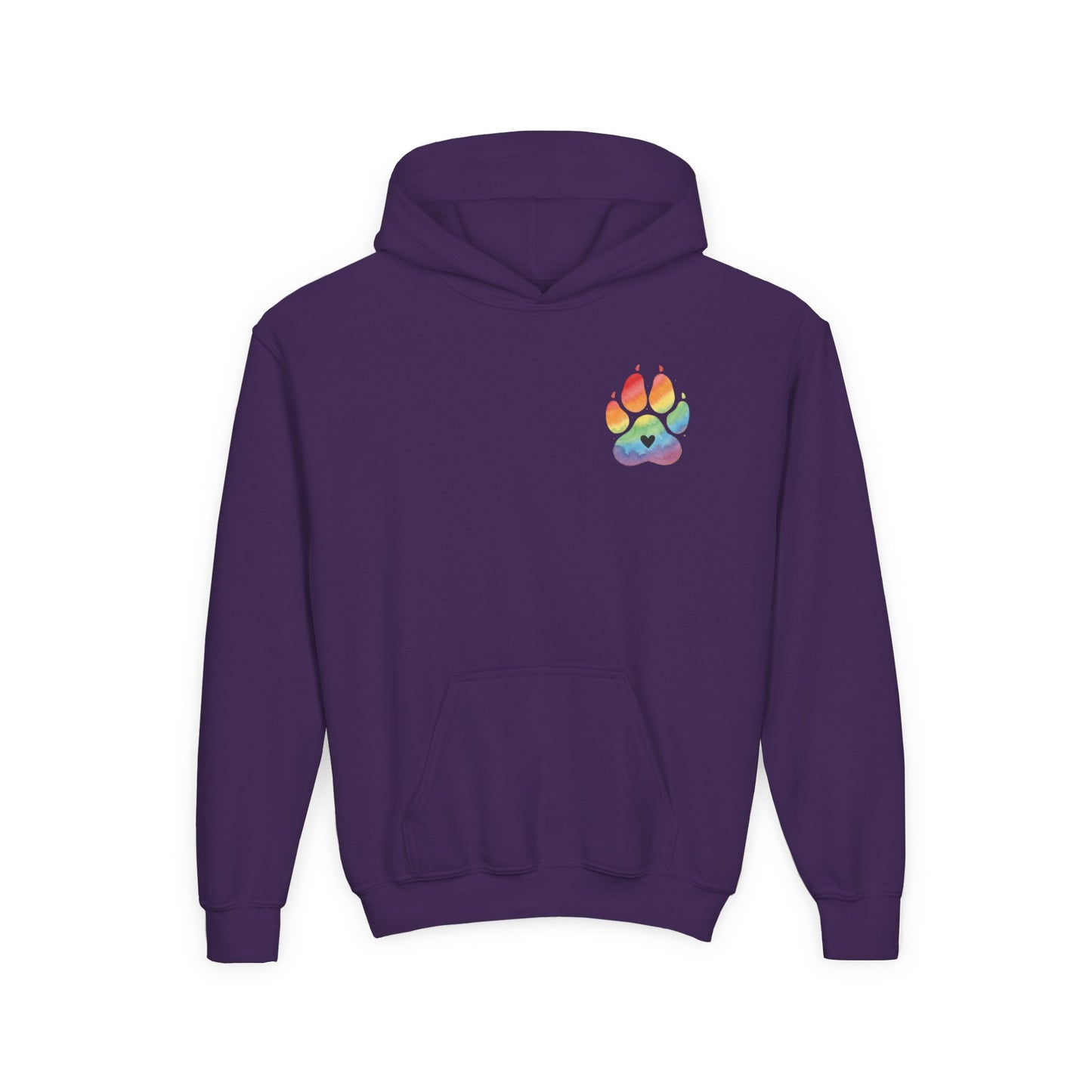 Youth Hoodie — Rainbow Paw & German Shepherd Graphic - Kindness Ripples