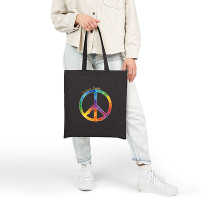 Colorful Peace Symbol Cotton Canvas Tote Bag