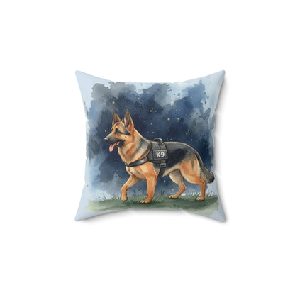 K9 German Shepherd Decorative Pillow — Watercolor Police Dog Square Throw Pillow