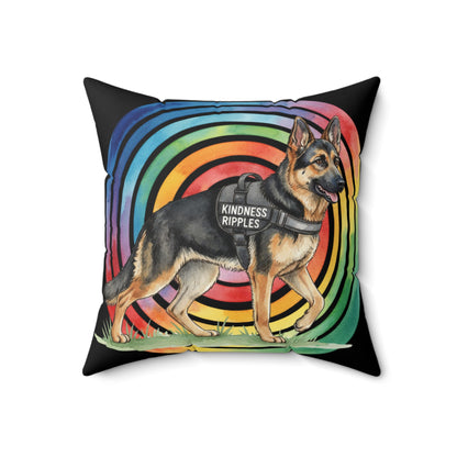 Kindness Ripples German Shepherd Pillow — Rainbow Retro Decorative Pillow