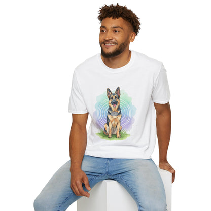 German Shepherd Graphic T‑Shirt — Cute Sitting Dog Art Tee - Kindness Ripples
