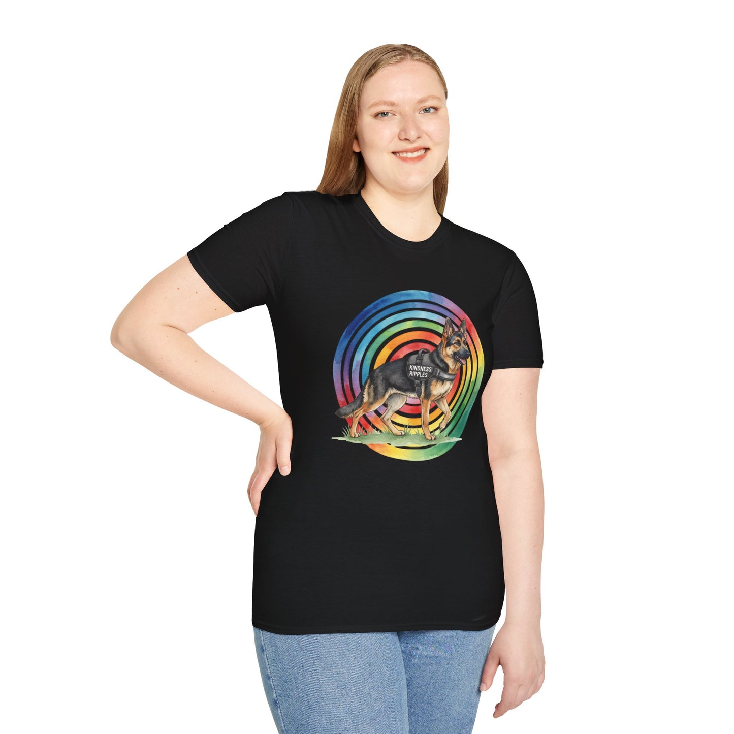 German Shepherd Rainbow Target T-Shirt — K9 Working Dog Graphic Tee - Kindness Ripples
