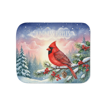 Cardinal Winter Sherpa Blanket — "Kindness Ripples" Cozy Throw