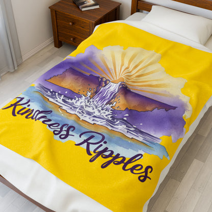 Gold Kindness Ripples Velveteen Plush Blanket - Cozy Throw for Relaxation and Comfort, Cookeville, TN, Waterfall Capital of the World
