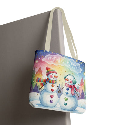 Whimsical Snowman Tote Bag - Kindness Ripples Design
