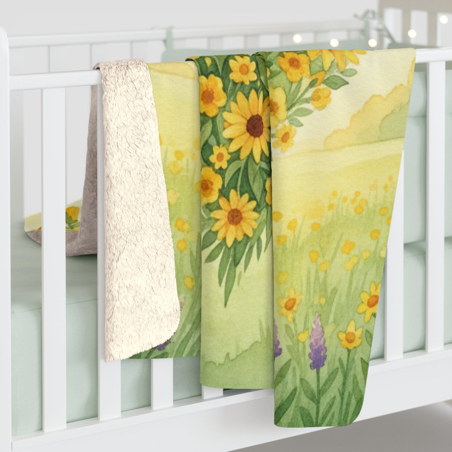 Heart of Sunshine Field of Flowers Sherpa Blanket