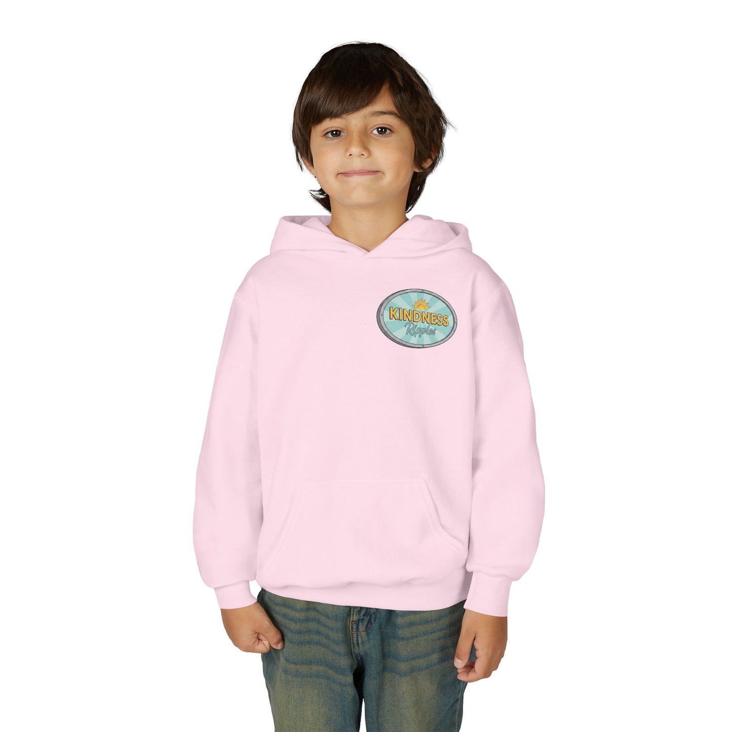 Youth Hooded Sweatshirt - Kindness & Good Energy, Cozy Gift, Throwback, Sunshine Vibes, Kids Apparel, Spring & Summer Fashion