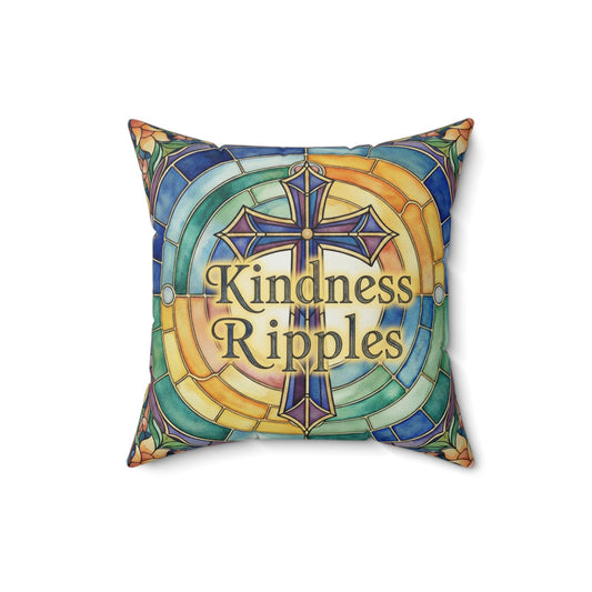 Colorful Kindness Ripples Throw Pillow - Inspirational Home Decor - Stained Glass - Kindness