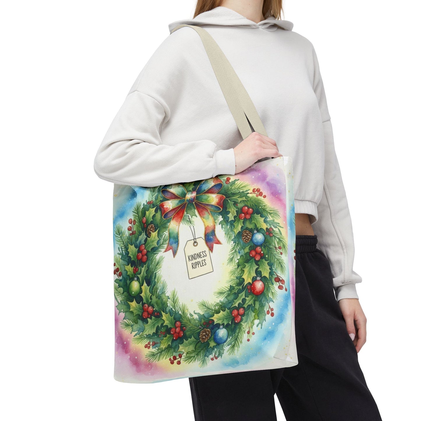 Holiday Wreath Tote Bag - Perfect for Christmas and Winter Celebrations
