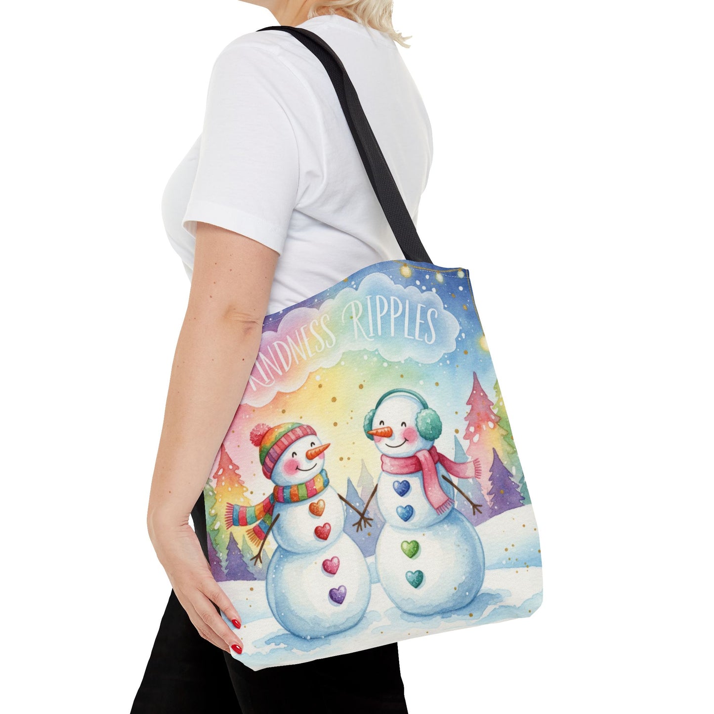 Whimsical Snowman Tote Bag - Kindness Ripples Design