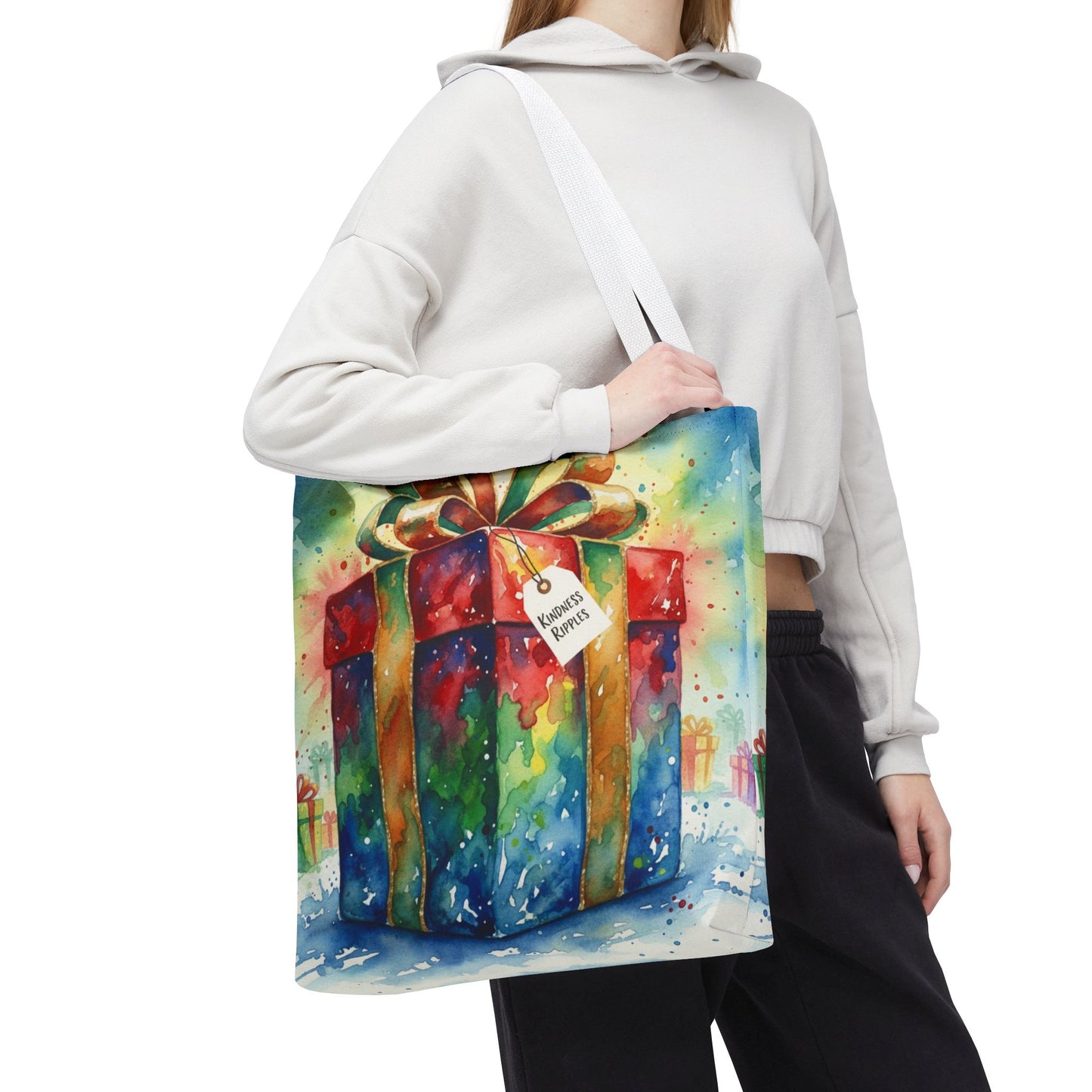 Colorful Gift Tote Bag - Perfect for Holidays & Celebrations -Simple message of Kindness - Reusable