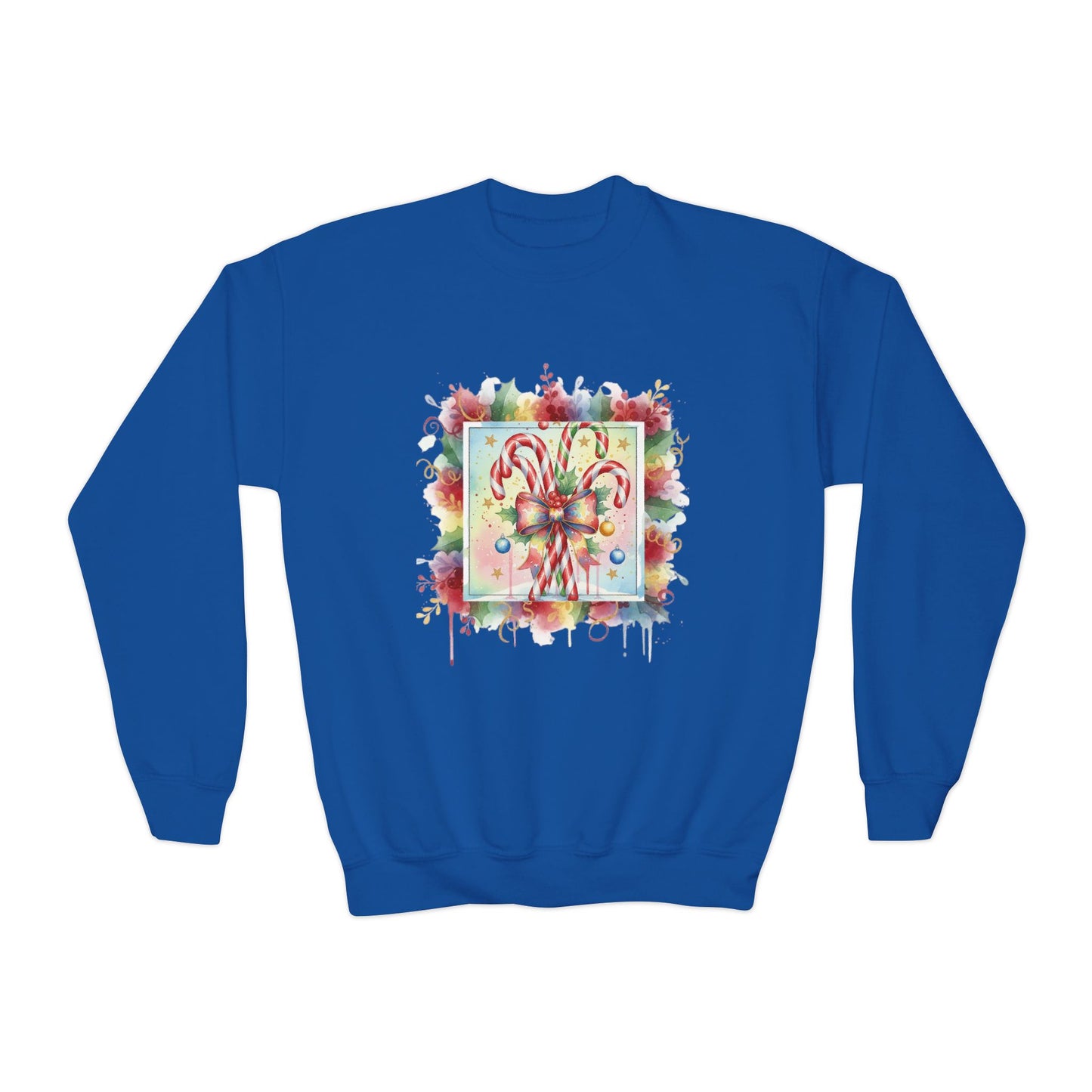 Candy Cane Youth Crewneck Sweatshirt - Festive Holiday Apparel