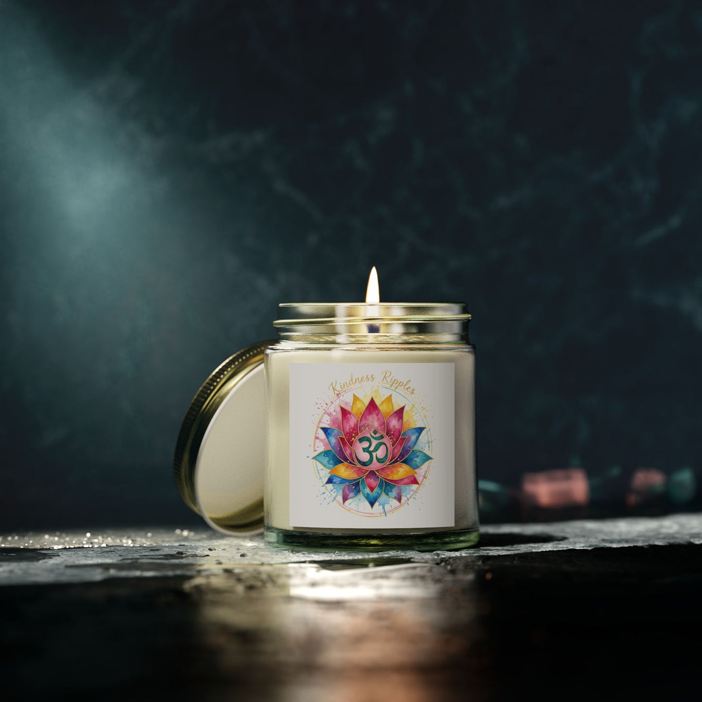 Meditation Scented Candle - Coconut Apricot Wax (4oz) | OM Symbol Aroma