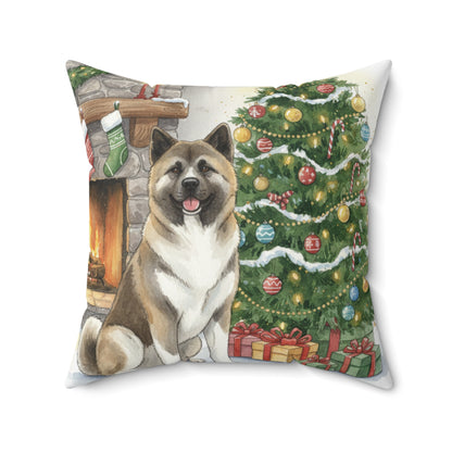 Who's that Akita?! Christmas Pillow – Holiday Tree & Gifts Decorative Throw Pillow