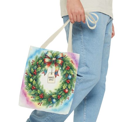 Holiday Wreath Tote Bag - Perfect for Christmas and Winter Celebrations