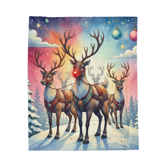 Reindeer Wonderland Velveteen Plush Blanket