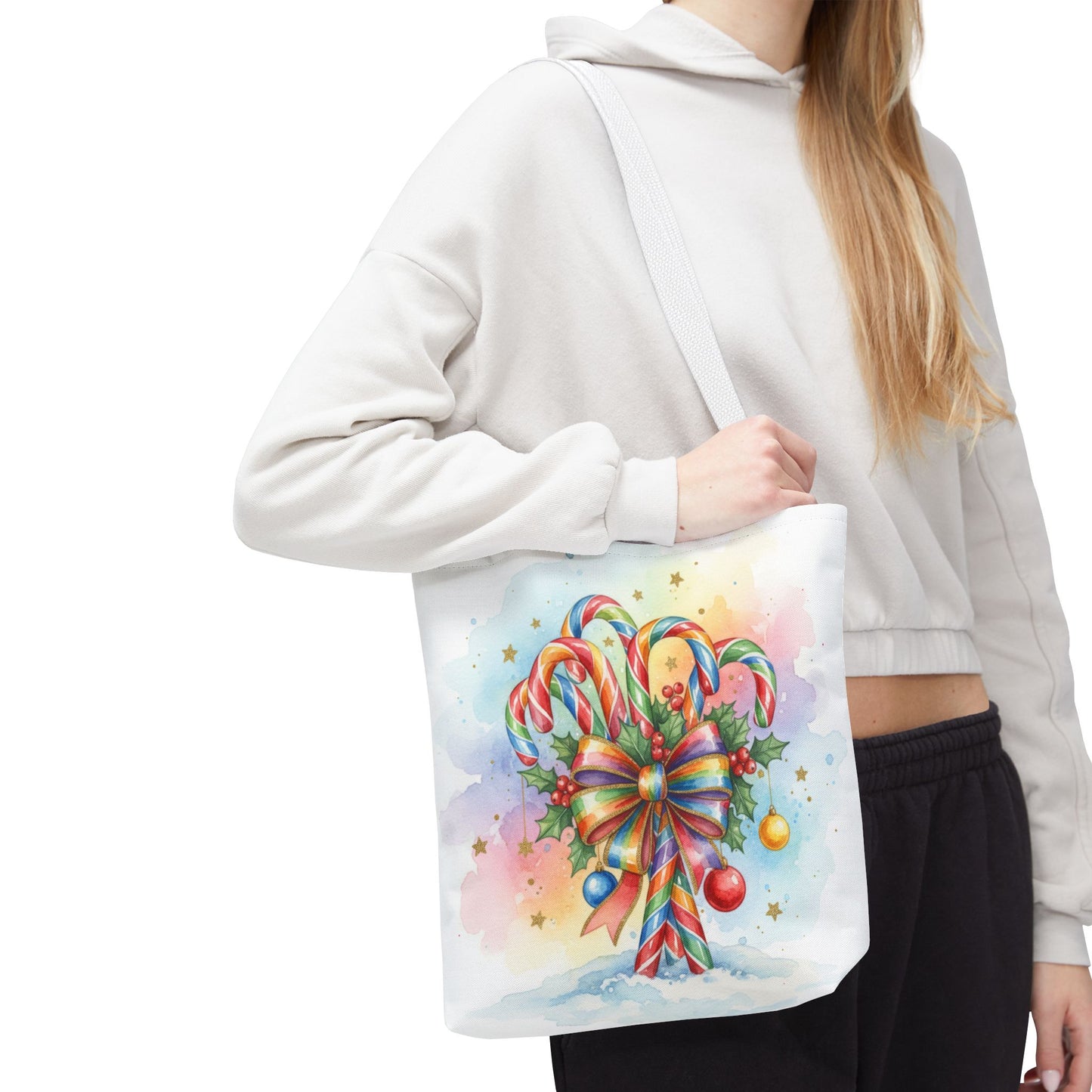 Festive Candy Cane Tote Bag