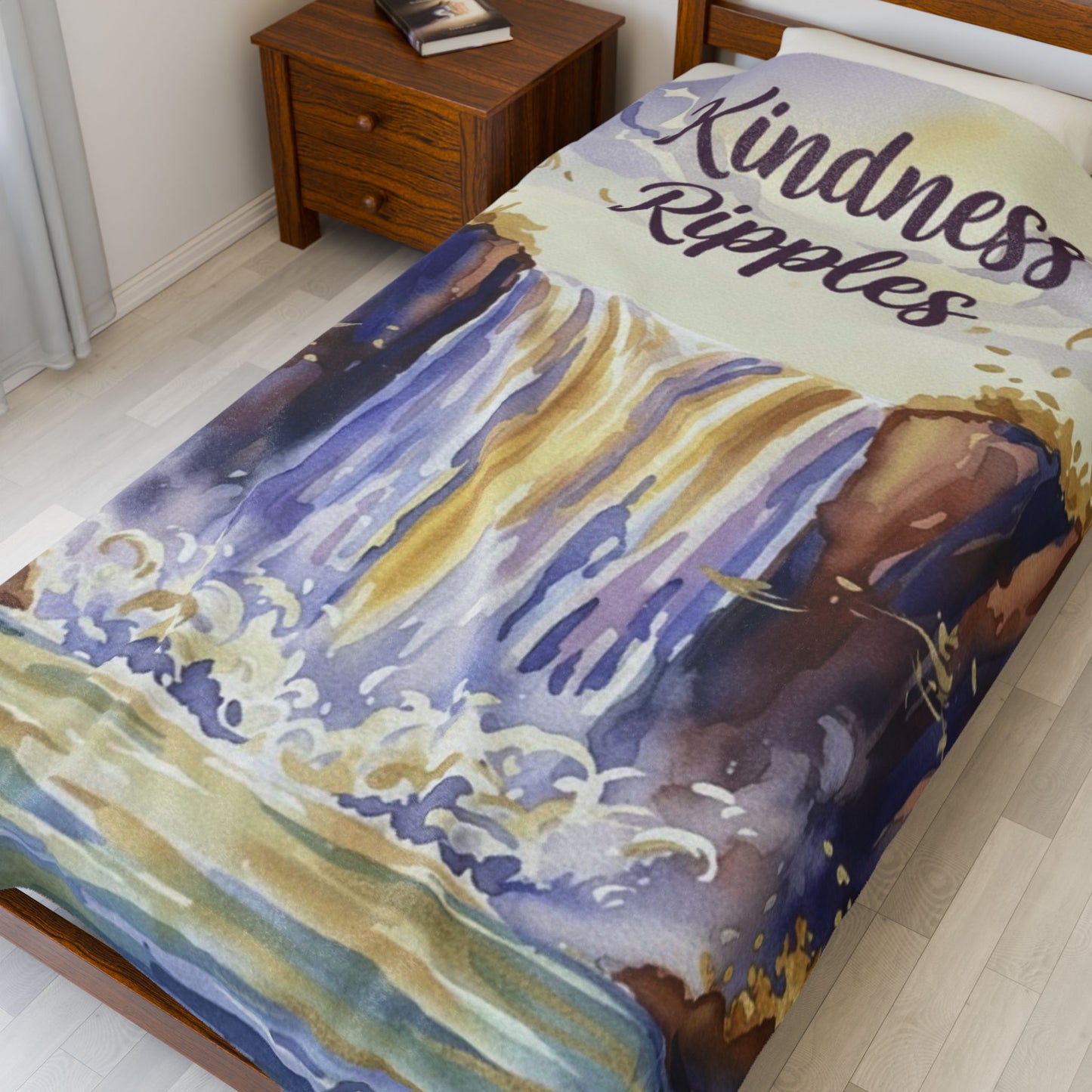 Kindness Ripples Velveteen Plush Blanket, Cookeville, TN, Waterfall Capital of the World