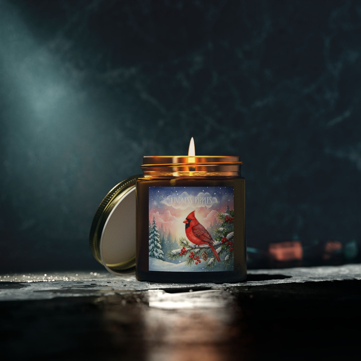 Holiday Scented Candle with Cardinal Design