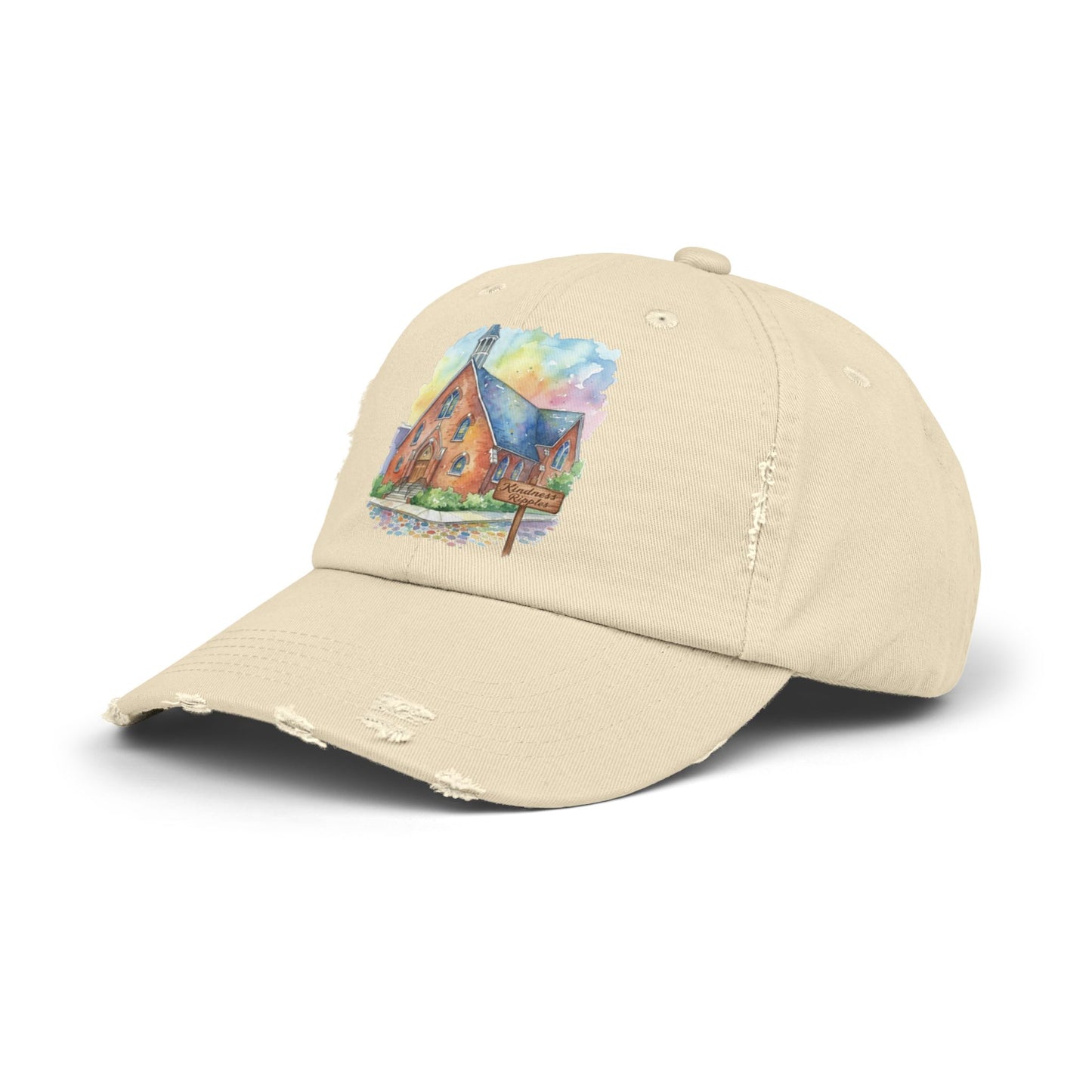 Distressed Cap with Watercolor Church Illustration -- Pays Homage to the Amazing St. William Community