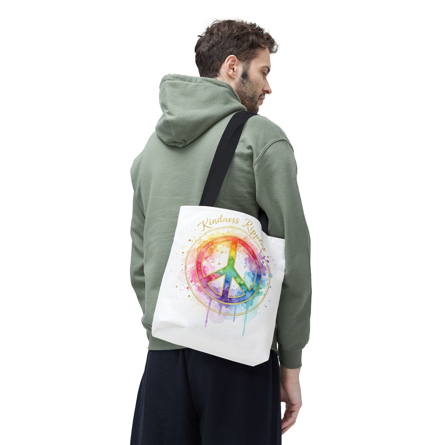 Colorful Peace Symbol Tote Bag | Kindness Ripples Design