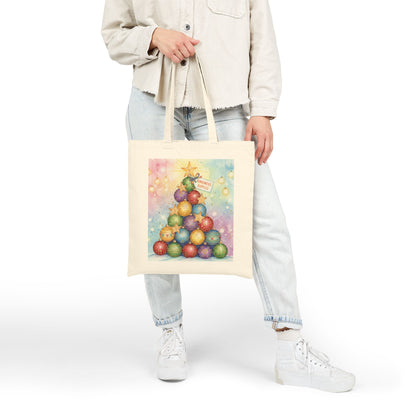 Christmas Ornament Tote Bag - Festive Cotton Canvas Carrier