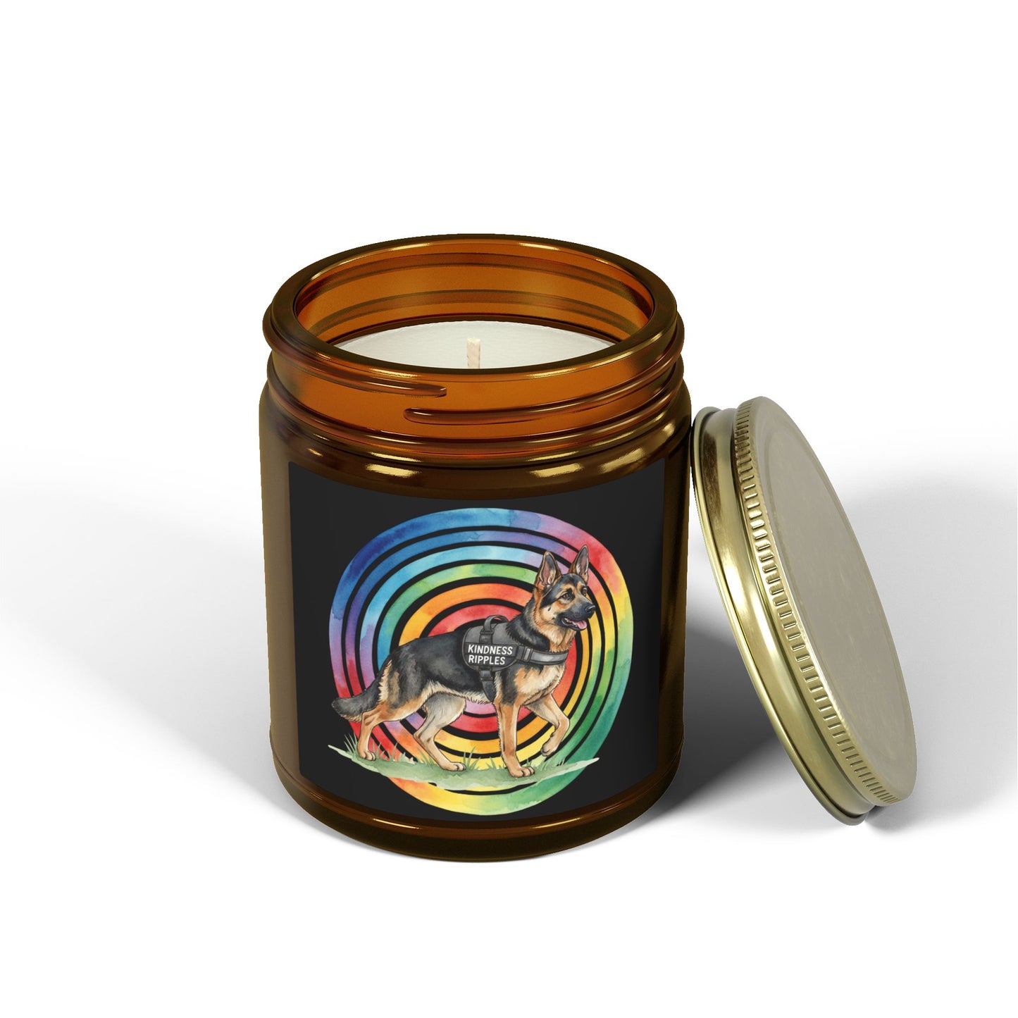 Coconut Apricot Scented Candle — Rainbow German Shepherd 4oz/9oz