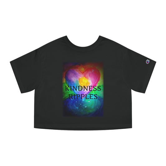 Cropped T-Shirt, Kindness Ripples Shirt for Women, Graphic Tee, Inspirational Top, Positive Vibes Clothing, Empowering Crop
