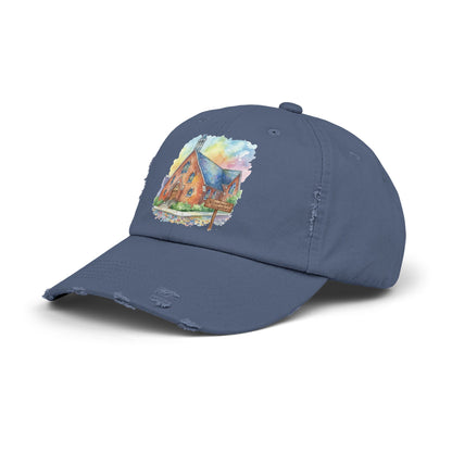 Distressed Cap with Watercolor Church Illustration -- Pays Homage to the Amazing St. William Community
