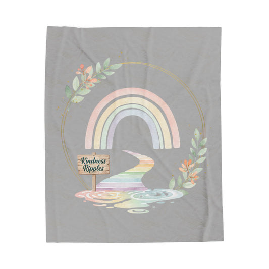 Rainbow Kindness Ripples Velveteen Plush Blanket