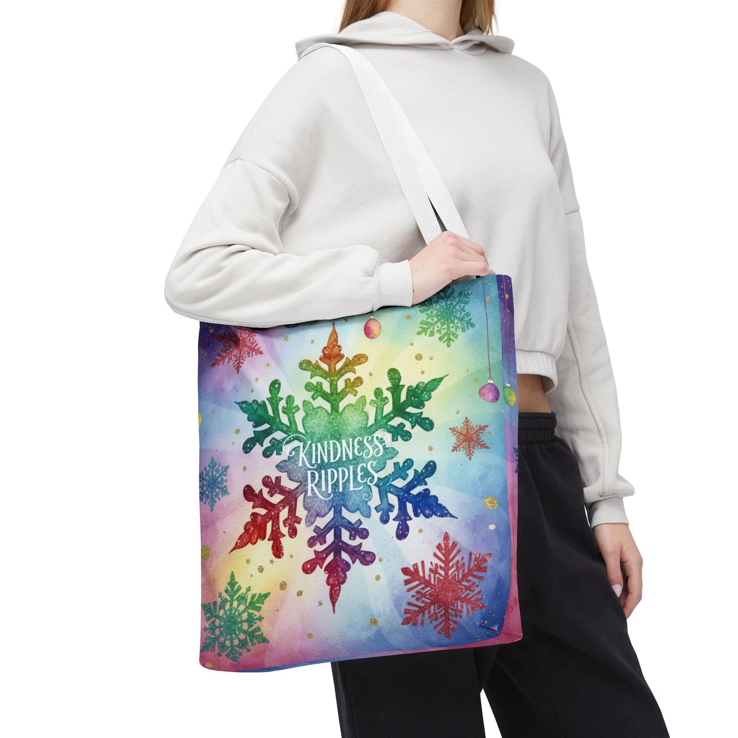 Kindness Ripples Winter Snowflake Tote Bag Colorful Kindness