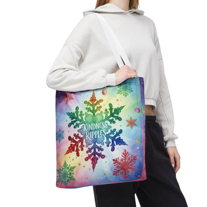 Kindness Ripples Winter Snowflake Tote Bag Colorful Kindness