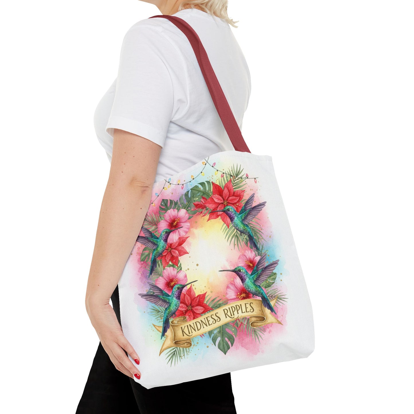 Colorful Kindness Christmas Hummingbirds Tote Bag