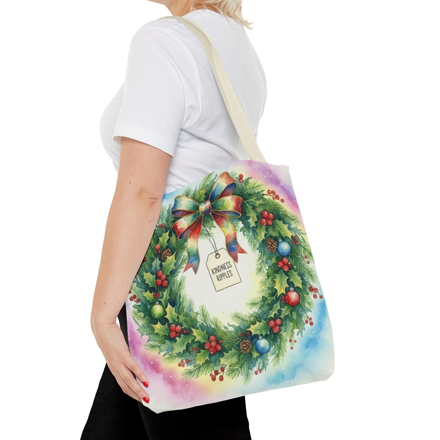 Holiday Wreath Tote Bag - Perfect for Christmas and Winter Celebrations
