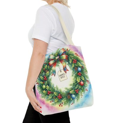 Holiday Wreath Tote Bag - Perfect for Christmas and Winter Celebrations