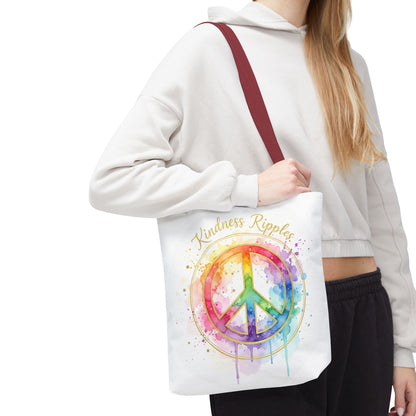 Colorful Peace Symbol Tote Bag | Kindness Ripples Design