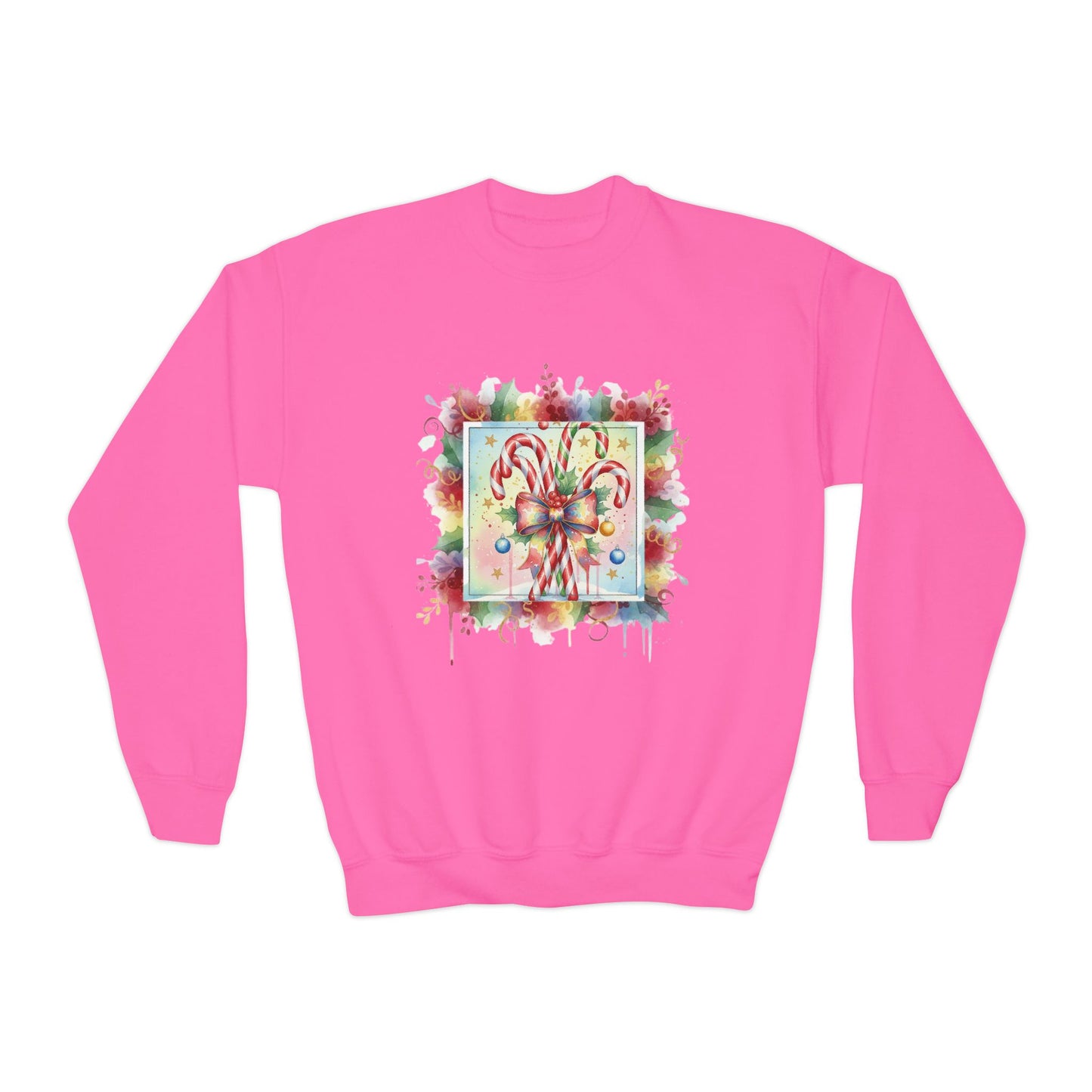 Candy Cane Youth Crewneck Sweatshirt - Festive Holiday Apparel