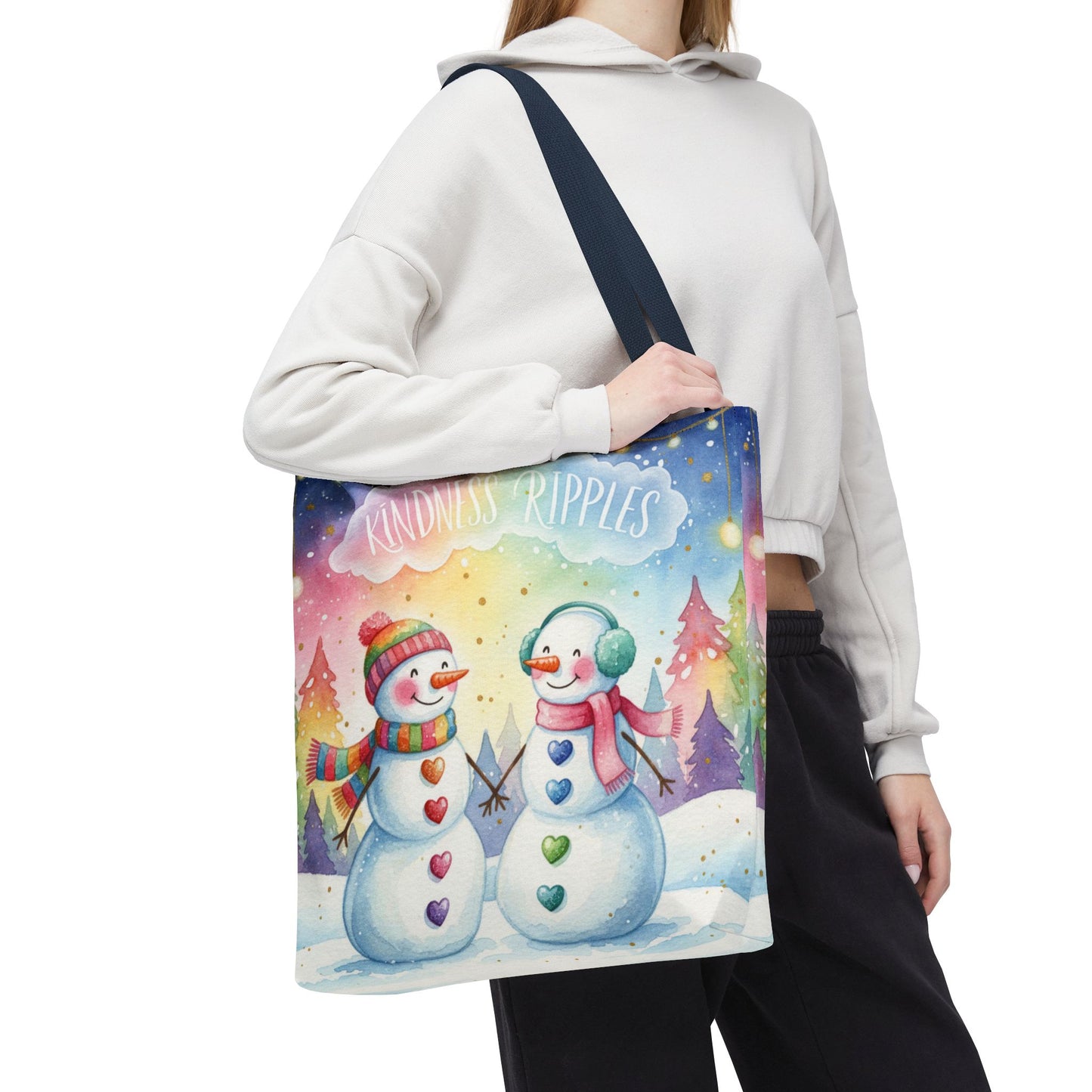 Whimsical Snowman Tote Bag - Kindness Ripples Design