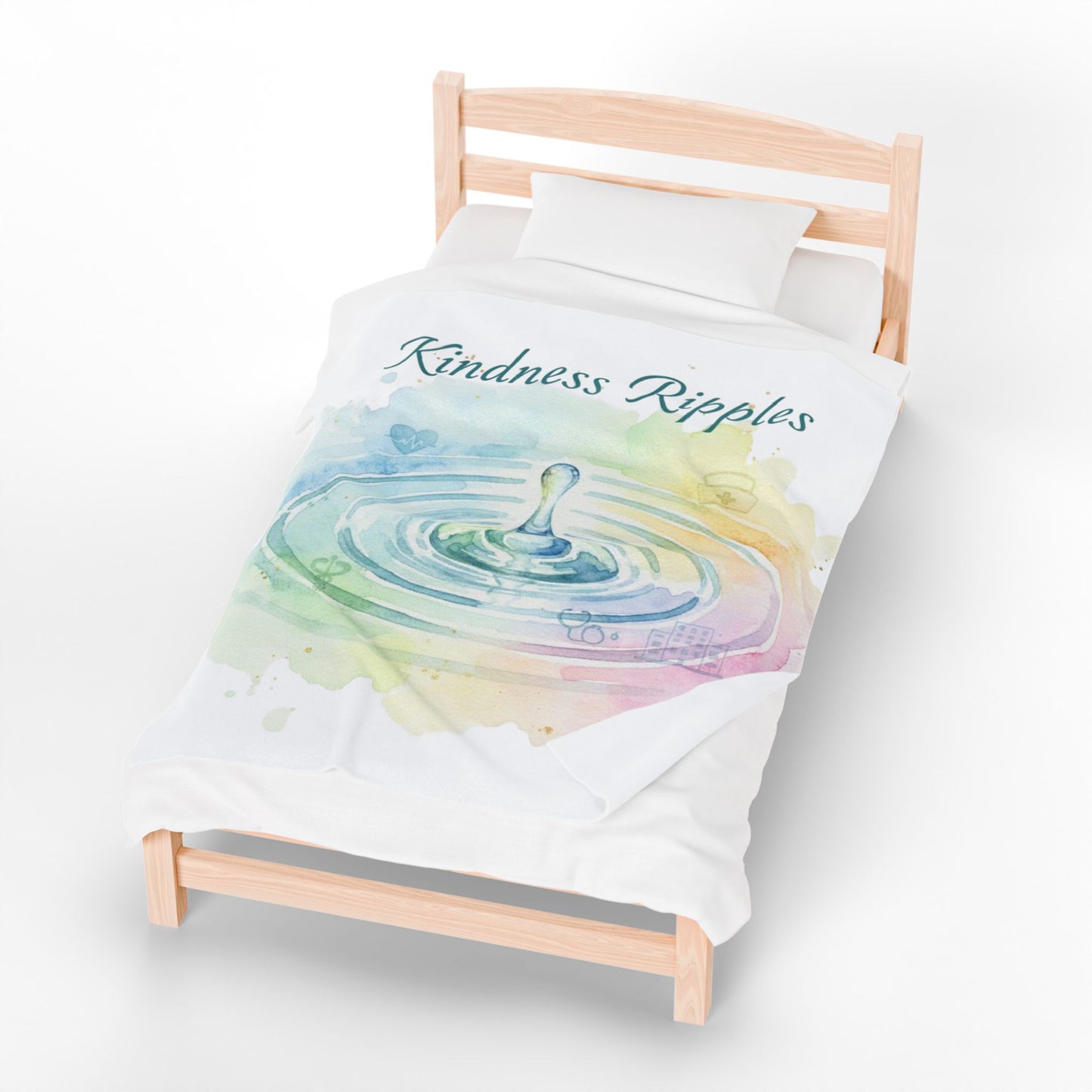 Kindness Ripples Velveteen Plush Blanket - Cozy Watercolor Throw